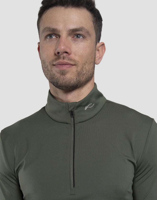 Kjus Men Trace Midlayer Half-Zip - Green Slate/Black