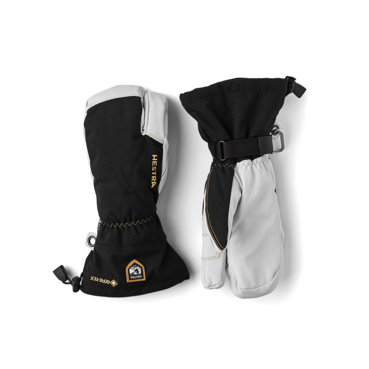 Hestra Army Leather Gore-Tex 3-finger - Sort/Naturgrå