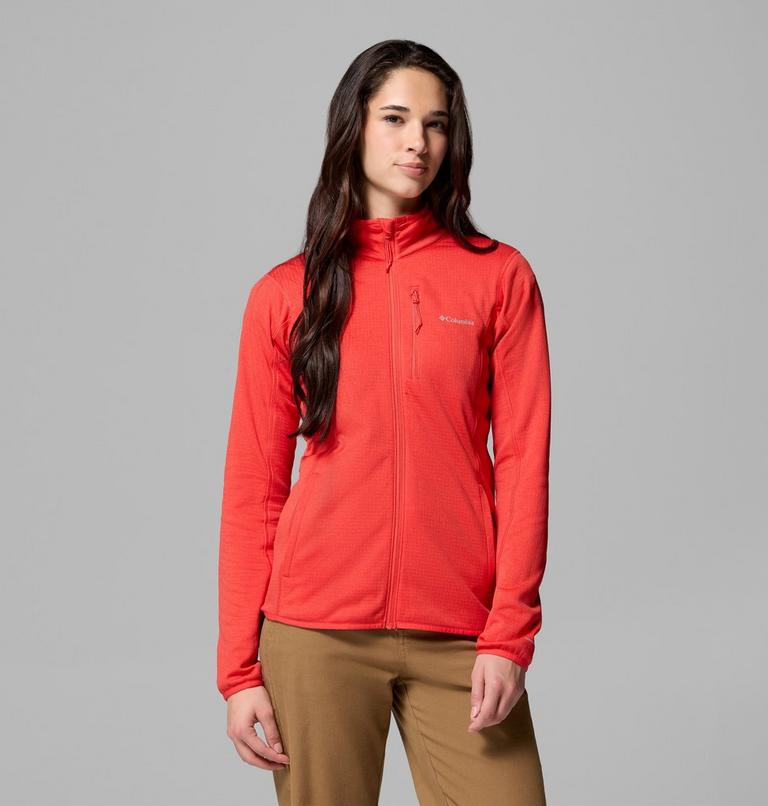 Columbia Essential Hike Grid Fleece Full Zip Dame – Poppy Red