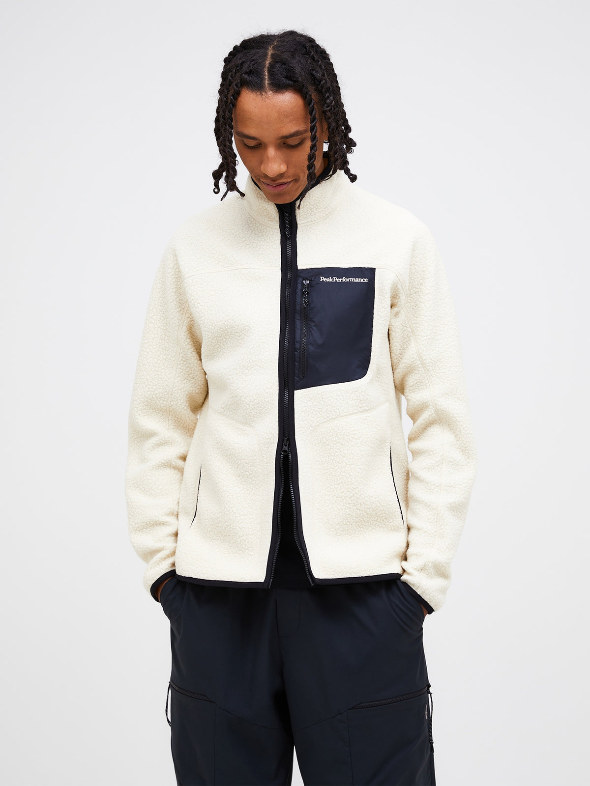 Peak Performance NatureRush Pile Zip Jacket Herre – Sand Fog / Black