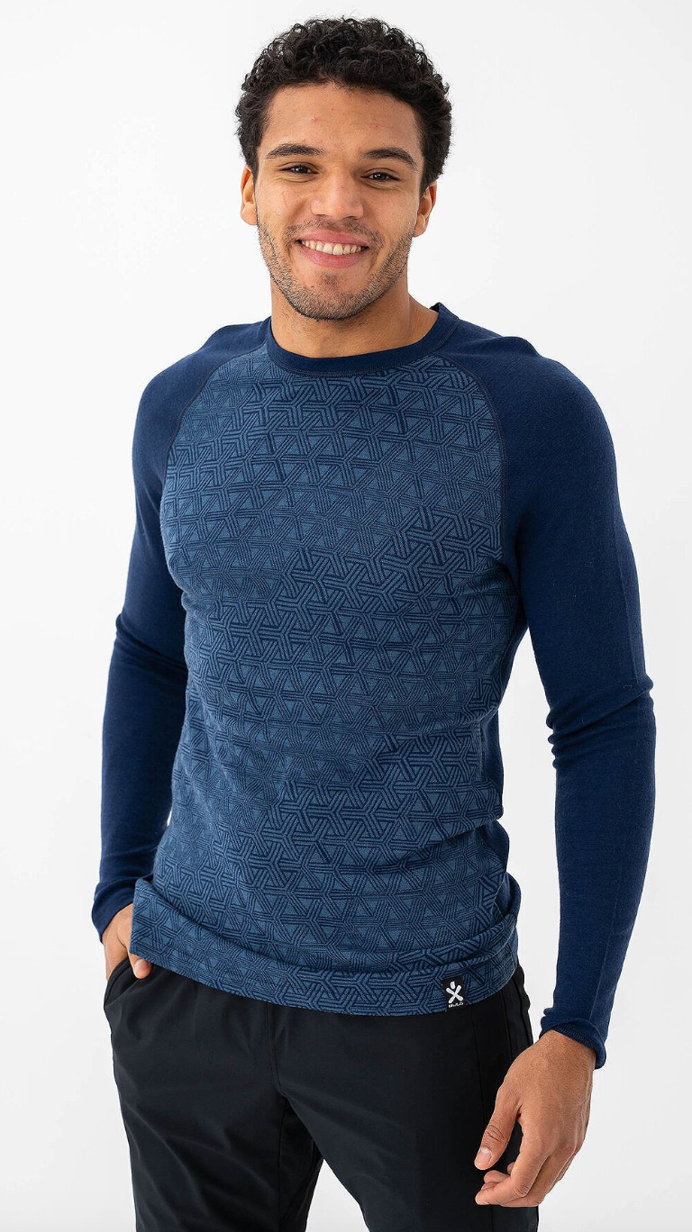 Bula Geo Merino Wool Crew Navy