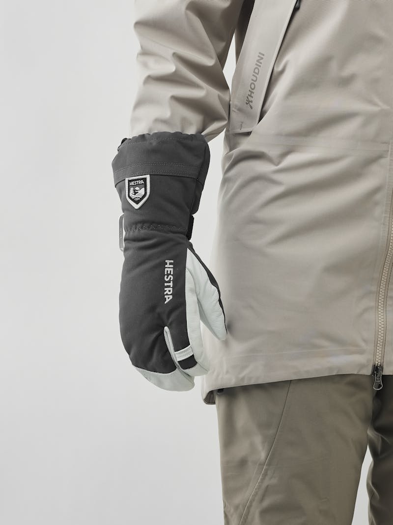 Hestra Army Leather Heli Ski 3-Finger Grey